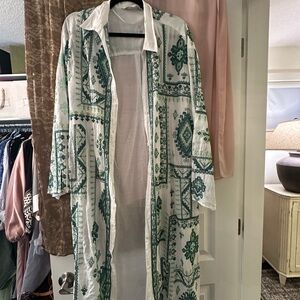 Green Patterned Women's Long shirt